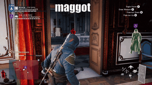 a screenshot of a video game with the word maggot on the screen