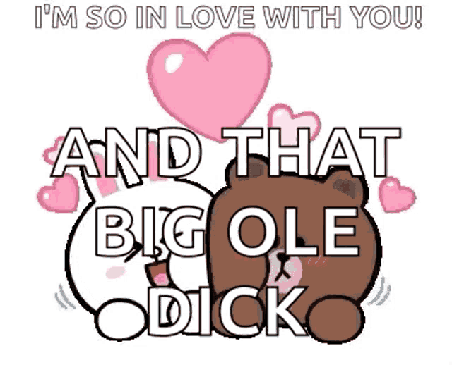 a cartoon of a bear and a rabbit with hearts and the words `` i 'm so in love with you '' .