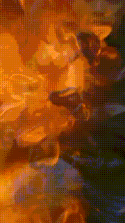 a close up of a painting with a blurred background