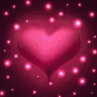 a pink heart surrounded by pink lights on a dark pink background