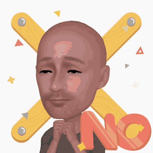 a bald man with a beard is surrounded by letters that say no
