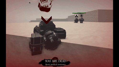 a screenshot of a video game that says you are dead await medical assistance