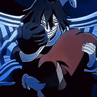 a drawing of a man with a mask on his face