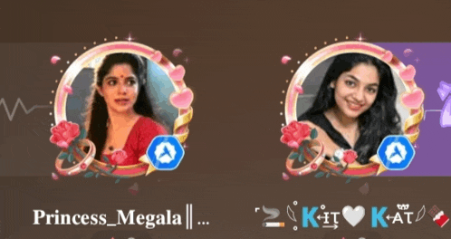 a picture of two women with the name princess megala on the bottom