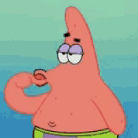 patrick star from spongebob squarepants is holding his hand to his nose