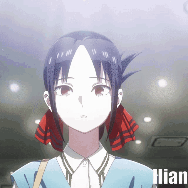a close up of a girl with the name hian on the bottom right