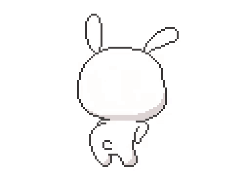 a pixel art of a rabbit standing on its hind legs .