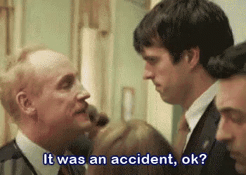 a group of men are talking to each other and one of them is asking if it was an accident , ok ?