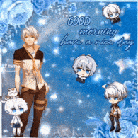 a good morning have a nice day greeting card with anime characters on it