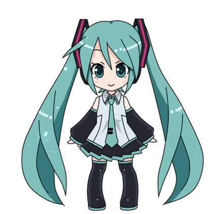 a drawing of hatsune miku with long green hair and headphones