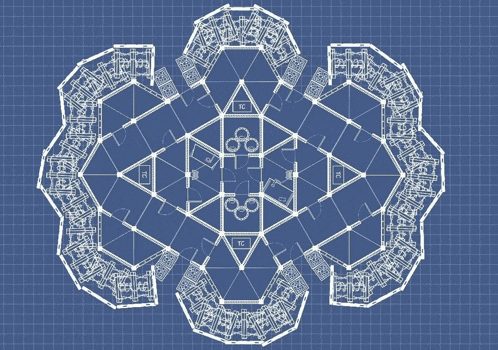 a blueprint of a building with the letters tc on the bottom right