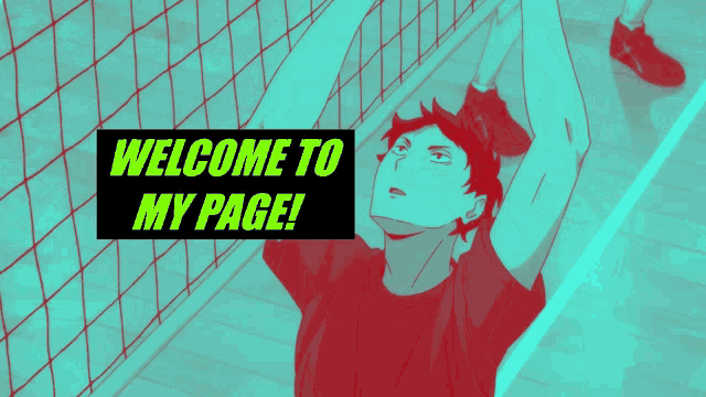 a volleyball player is holding a sign that reads welcome to my page
