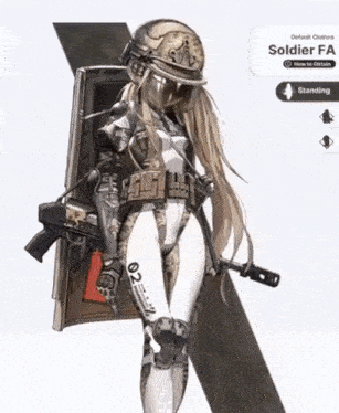 a girl in a soldier costume is holding a gun