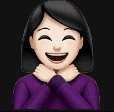 an emoji of a woman laughing with her hands covering her face