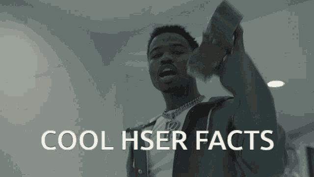 a man is holding a stack of money and the words cool hser facts are below him