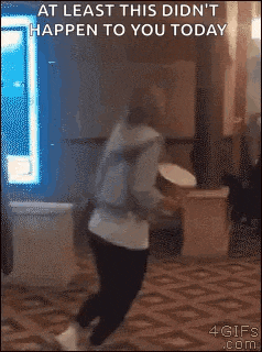 at least this didn 't happen to you today is a gif of a person holding a frisbee .