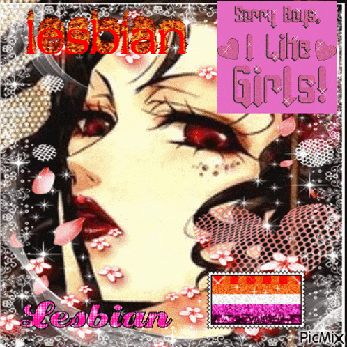 a picture of a girl with the words " lesbian " on it