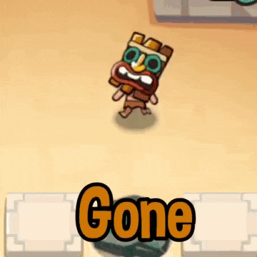 a cartoon totem pole is flying in the air next to the word gone .