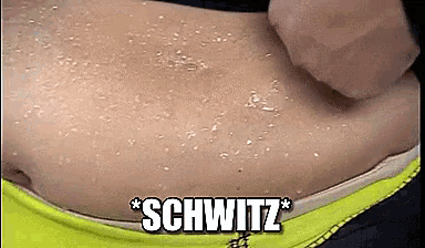 a person 's stomach is covered in sesame seeds and the word schwitz is on the bottom