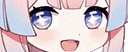 a close up of a pink haired anime girl with blue eyes .