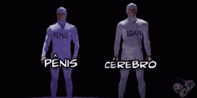 a man in a purple suit with the word brain on it