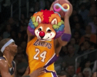 a basketball player wearing a clown costume and the number 24