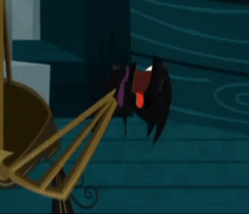 a cartoon character is sitting in a chair with the number 00 on its back