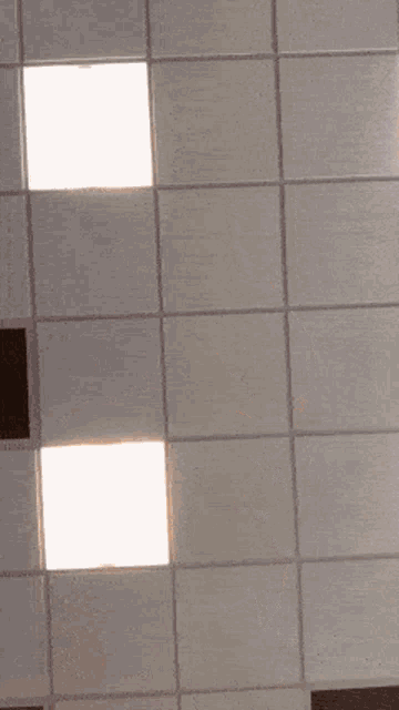 a bald man looks at the camera while standing in front of a tiled ceiling