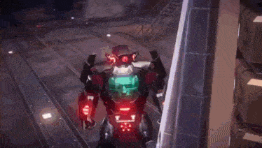 a video game scene with a purple light coming out of the center