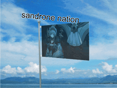 a flag that says sandrone nation with a picture of a girl on it