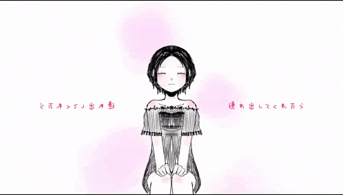 a black and white drawing of a girl with headphones on her head