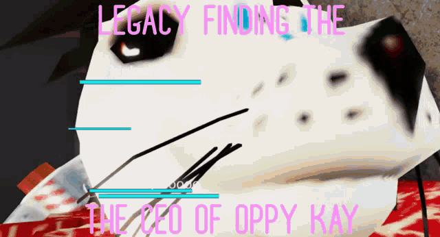 a dalmatian dog with the words legacy finding the the ceo of oppy kay on the bottom