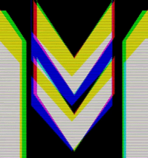 a computer generated image of a colorful arrow pointing down