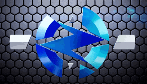 a blue circle with a triangle in the middle on a black background