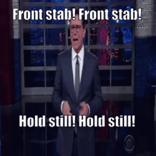 Stephen Colbert Front Stab GIF - Stephen Colbert Front Stab Scaramucci GIFs
