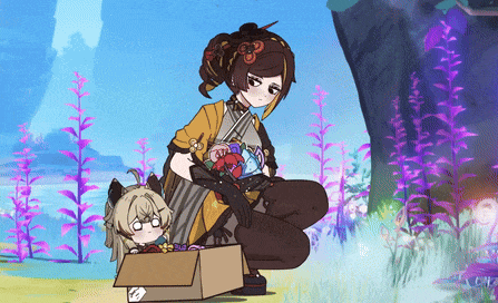 a cartoon drawing of a woman holding a child in a box