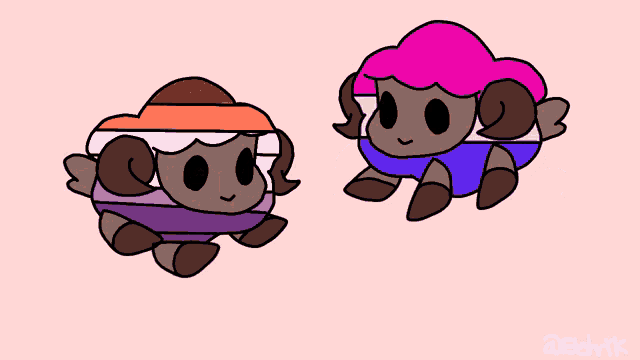 a drawing of two sheep with the name aedrik written below them