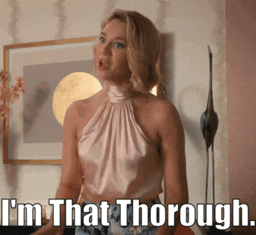 a woman says i 'm that through while standing in a room
