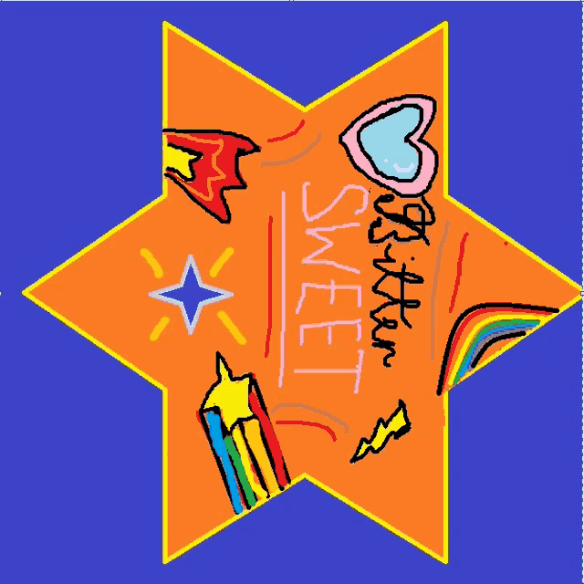 a drawing of a star with the word sweet written on it