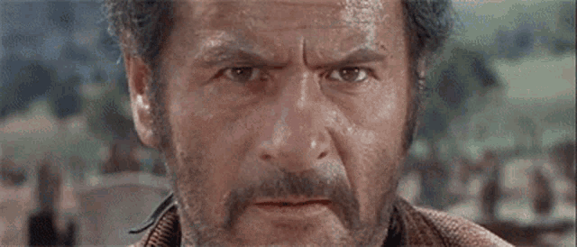a man with a beard is wearing a cowboy hat and making a funny face