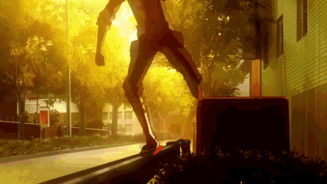 a man in a superhero costume is running down a street in front of a building