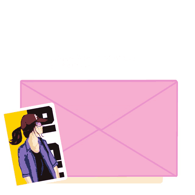 a pink envelope with a picture of a woman on it