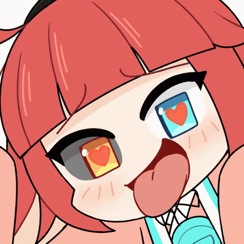 a drawing of a girl with red hair and blue eyes