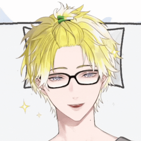 a drawing of a boy with glasses and yellow hair