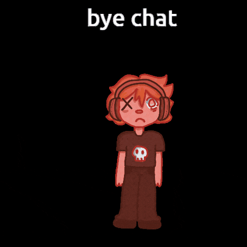 a black background with a red swirl and the words bye chat above it