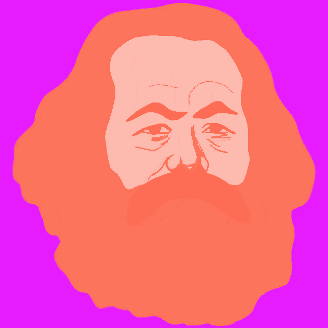 a cartoon drawing of a man with a red beard and mustache