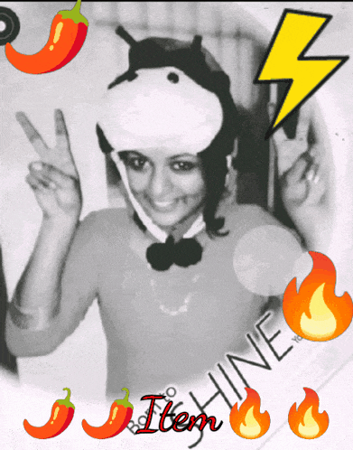 a woman in a costume with the word hine written on the bottom