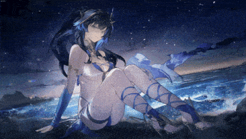 a drawing of a girl sitting on the beach