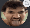 a man with his tongue out is in a circle .