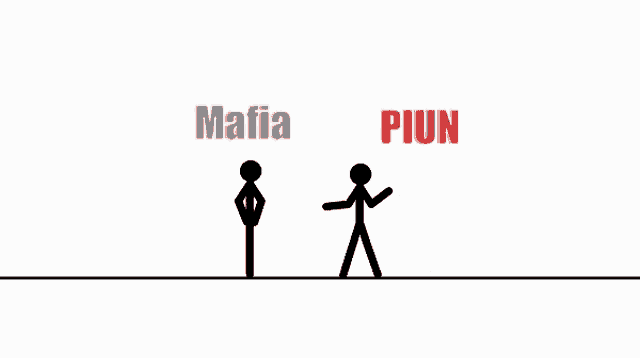 two stick figures fighting with the words mafia and piun